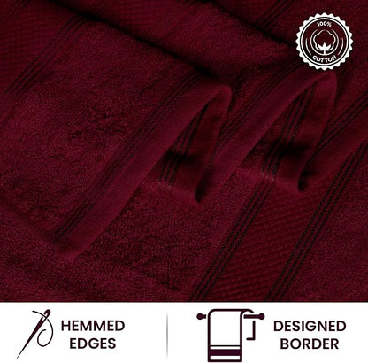 Casa Lino 4 Piece Bath Towel Set | 1 Bath Towel, 2 Wash Cloth, 1 Hand Towels | Bathroom Essentials for New Home, 100% Cotton Luxury Towels, Highly Absorbent Bathroom Set, Burgundy.