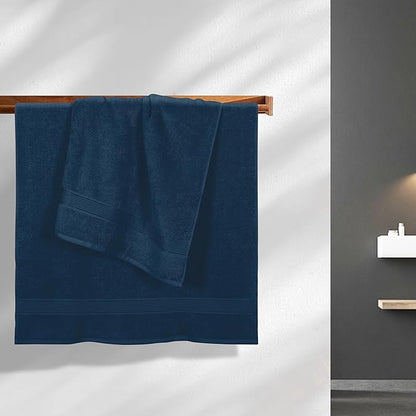 Belizzi Home Cotton 2 Pack Oversized Bath Towel Set 28x55 inches, Large Bath Towels, Ultra Absorbant Compact Quickdry & Lightweight Towel, Ideal for Gym Travel Camp Pool - Mineral Blue