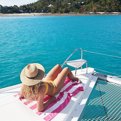Dock & Bay Beach Towel - Quick Dry, Sand Free - Compact, Lightweight - 100% Recycled - Includes Bag - Cabana - Phi Phi Pink - Large (160x90cm, 63x35)