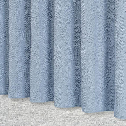 Gibelle Fog Blue Shower Curtain for Bathroom, 3D Embossed Textured Fabric Shower Curtain, Modern Farmhouse Chic Soft Cloth Shower Curtain Set with Hooks, 72x72