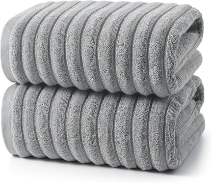 REDKISS 2Pack Large Bath Towels 31×63 inches, 100% Cotton, Super Soft and Absorbent, Quick-Dry Towels, Perfect for Bathroom,Plush Shower Towels-Gray
