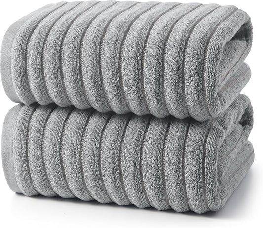 REDKISS 2Pack Large Bath Towels 31×63 inches, 100% Cotton, Super Soft and Absorbent, Quick-Dry Towels, Perfect for Bathroom,Plush Shower Towels-Gray
