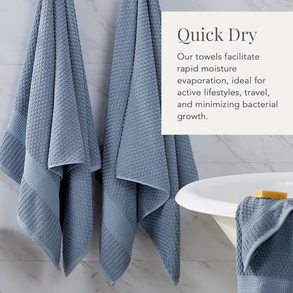 NY Loft 100% Cotton Bath Towel Set of 4 | Blue Towels | Oeko-TEX® Standard 100 | Soft & Absorbent, Quick-Dry Bath Towels | 30" x 52" | | Trinity Collection - Flint Stone