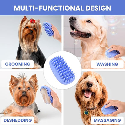 We Love Doodles 2 PACK Pet Rubber Bath Brush and Dog Shampoo (Bundle) - for Shower Scrubbing & Soothing Massage and Organic Dog Shampoo, Conditioner & Detangler - Made in The USA