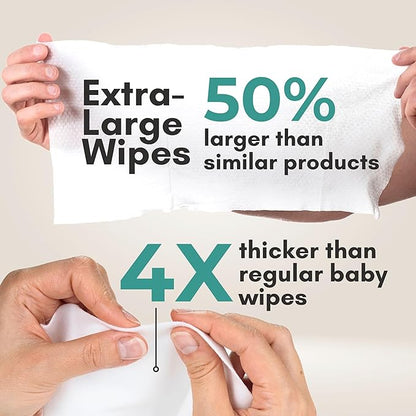Nurture XL Ultra Thick Body Wipes for Adults w/Aloe | 120 Extra Large Disposable Cloth Wet Cleansing No Rinse Bathing Washcloths, Waterless Shower | Bath Wipe for Women, Men & Elderly