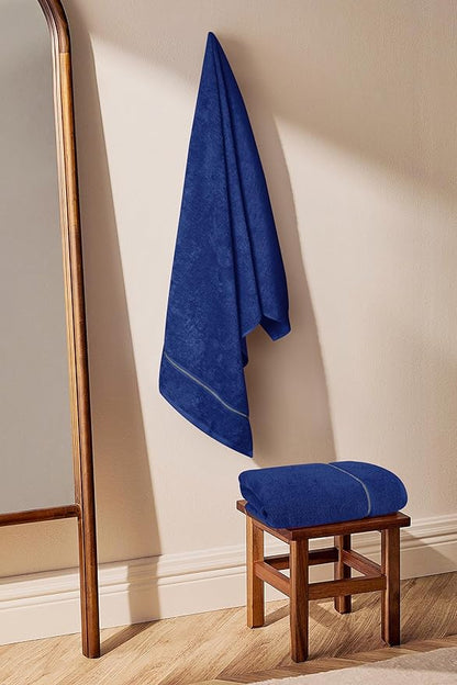 MyOwn Cotton 2 Pack Oversized Bath Towel Set 28x55 inches, Large Bath Towels, Ultra Absorbant Compact Quickdry & Lightweight Towel, Ideal for Gym Travel Camp Pool - Navy Blue