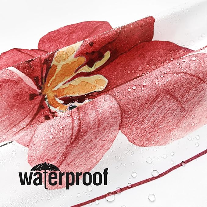 Gibelle Watercolor Floral Shower Curtain, Red Beige Flower Shower Curtain for Bathroom, Modern Minimalist Waterproof Fabric Shower Curtain Set 72x72 Inch