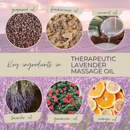 Essentially KateS Lavender Massage Oil 8 Fl Oz - Relaxation and Soothing (Lavender) - Expertly Delivers a Well Balanced, Efficacious Formula.