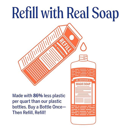 Dr. Bronner's Pure-Castile Magic Soap Liquid- Made with Regenerative Organic Certified Oils- For Body, Face, Hair, Dishes, Laundry, Vegan Bath Soaps for Men & Women, Non-GMO- Tea Tree, 32oz + Refill