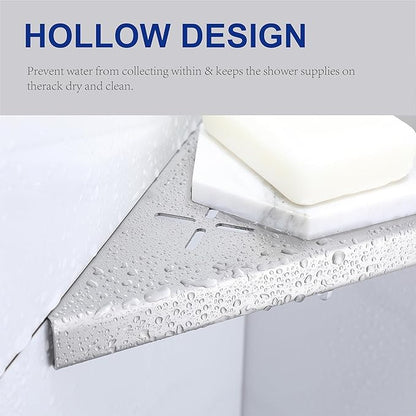 10" Corner Shower Shelf, 1-Pack Shower Shelves SUS304 Stainless Steel Bathroom Shelves for Tile Walls, Recessed Corner Shelf Organizer Rack, No Drilling (Brushed)