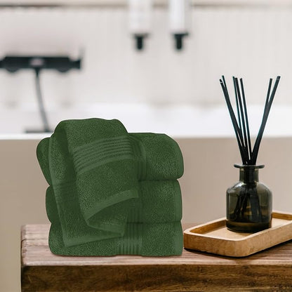 Belizzi Home Ultra Soft Cotton 6 -Piece Hand Towel Set 16x24, Ideal for use in Bathroom, Kitchen, Gym, Spa - Compact, Eco-Friendly, Lightweight - Multi Purpose Hand Towels - Olive Green