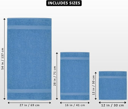 Utopia Towels 8 Piece Luxury Towel Set – Majestic Plush, Super Absorbent & Quicker-to-Dry, Thick 100% Ring Spun Cotton Towels for Bathroom, Spa & Hotel – 2 Bath, 2 Hand, 4 Washcloths, Electric Blue