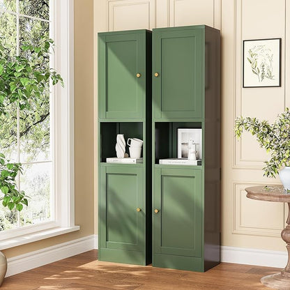 Narrow Bthroom Storage Cabinet Tall Metal Storage Cbinets with 4 Adjustable Shelves Freestanding 5 Tier Slim Pantry Cabinet for Kitchen Office Small Space
