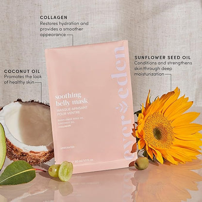 Evereden Soothing Belly Mask - 4 Belly Masks for Pregnant Women - One Size - Hydrating, Nourishing, & Soothing Pregnancy Skin Care Belly Masks - Clean & Vegan Pregnancy & Maternity Products