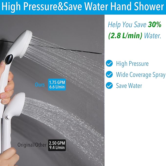 RV Outdoor Shower Exterior Shower Box Kit, Easy Install RV Outdoor Shower with Leak-Proof Coiled Hose, Direct Replacement for Campers, Van, Travel Trailer, Motorhome and Boat, White