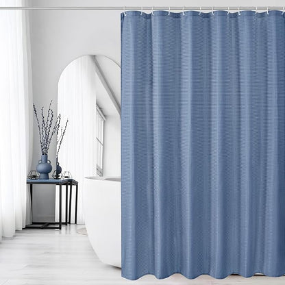 Gibelle Moonlight Blue Shower Curtain, Waffle Weave Textured Fabric Shower Curtain for Bathroom - Soft Cloth & Hotel Spa Luxury, Water Repellent, Machine Washable, 72X72, Moonlight Blue