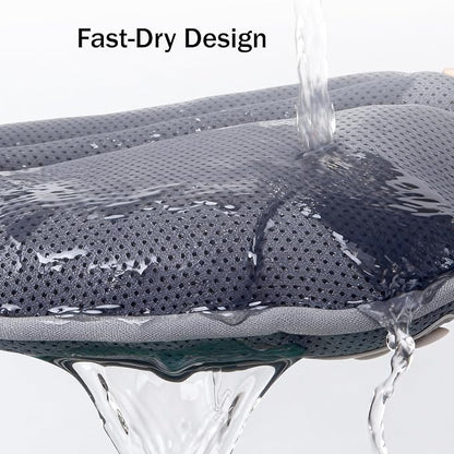 Bath Pillow PYRRHIC - Luxury Bathtub Pillow 5D Mesh with Neck & Back Support Non-Slip Suction Cups Fast Drying Soft Spa Pillow Relaxing Bath Accessories with Hook Laundry Bag Grey