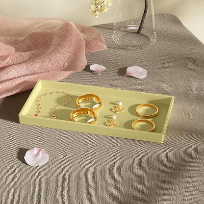 Vanity and Bathroom Tray, 9.8" ABS Countertop Organizer,Waterproof Vanity Tray for Toilet Tank,Perfume,Soap,Keys,Bathroom Accessories,Kitchen and Bath Trays,Non Slip Small Trays,Gold