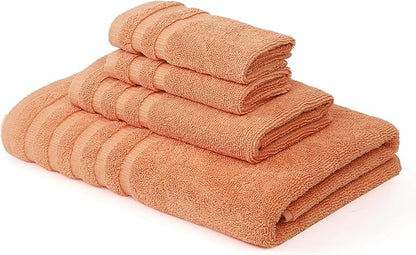 Modern Threads Oxford 6-Piece 100% Cotton Towel Set – Yarn Dyed Jacquard & Solid – Includes 2 Bath Towels, 2 Hand Towels, 2 Washcloths – Absorbent, Quick Dry, Soft & Durable – Orange