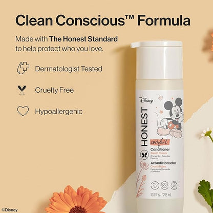 The Honest Company 2-in-1 Cleansing Shampoo Body Wash I Gentle Enough for Baby Dermatologist Tested Tear-free Hypoallergenic Disney’s Mickey Mouse Comfort Sweet Cream 10 fl oz