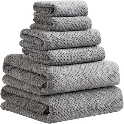 Extra Large Bath Towels Set for Bathroom 30x60 Inches Super Soft Light Weight Quick Dry Microfiber Shower Towels (Grey,6 Piece)