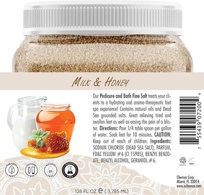 SPA REDI - Detox Foot Soak Pedicure and Bath Fine Salt, Milk and Honey, 128 Oz - Made with Dead Sea Salts, Argan Oil, Coconut Oil, and Essential Oil - Hydrates, Softens and Moisturizes