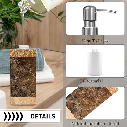 Marble Soap Dispenser, Amaauto Lotion&Hand Soap Dispenser with Stainless Steel Pump for Bathroom Kitchen Countertop, 8 Ounces Soap Dispensers