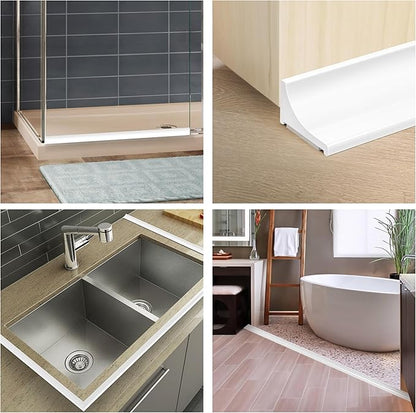 67Inch Shower Threshold Water Dam, Self-Adhesive Silicone Shower Barrier Water Stopper Shower Door Bottom Seal Strip Shower Splash Guard for Bathroom Kitchen Bathtub