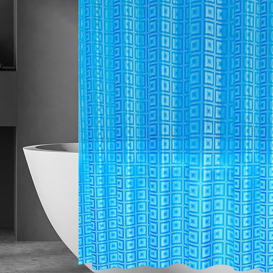 ZEMAHOMEEVA 3D Blue Geometric Plastic Shower Curtain Liner - Premium Light Weight 72" x 72" Blue Bathroom Shower Showroom Curtain Liner with Rustproof Metal Gromments and Weighted Magnet