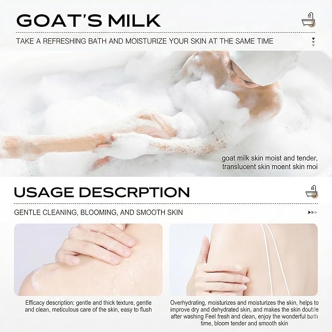 Goat Milk Body Lotion for Dry Sensitive Skin - [250ml] Natural Moisturizing Cream with Lactic Acid - Soothing & Softening Daily Moisturizer for Rough Skin - Non-Greasy Formula