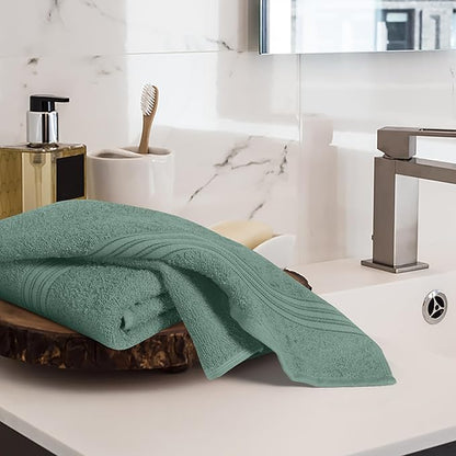 BOUTIQUO Ultra Soft Cotton 6 -Piece Hand Towel Set 16x24 Inch, Ideal for use in Bathroom, Kitchen, Gym, Spa & General Cleaning, Compact & Lightweight Multi Purpose Hand Towels - Jade