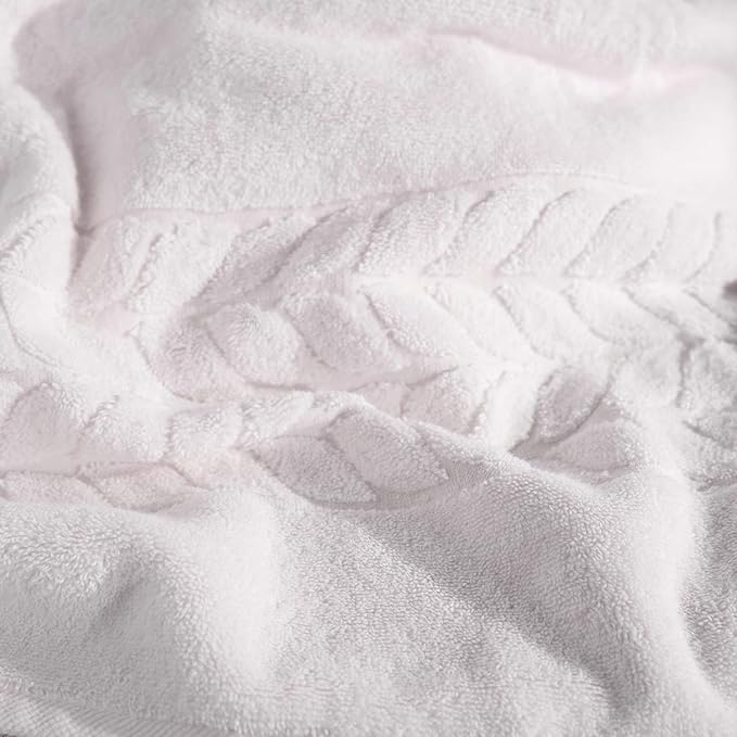 BAGNO MILANO Organic Turkish Cotton Bath Towels, Luxury Jacquard Collection, Certified Organic Highly Absorbent, Soft-Plush Towel Set (Cream, 6 Pcs Towel Set)