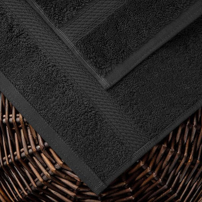 Superior Egyptian Cotton Pile 10 Piece Towel Set, Includes 2 Bath, 4 Hand, 4 Face Towels/Washcloths, Ultra Soft Luxury Towels, Thick Plush Essentials, Guest Bath, Spa, Hotel Bathroom, Black