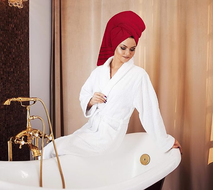 Utopia Towels 8-Piece Luxury Towel Set, 2 Bath Towels, 2 Hand Towels, and 4 Wash Cloths, 600 GSM Ring Spun Cotton Highly Absorbent Viscose Stripe Towels Ideal for Everyday use (Red)