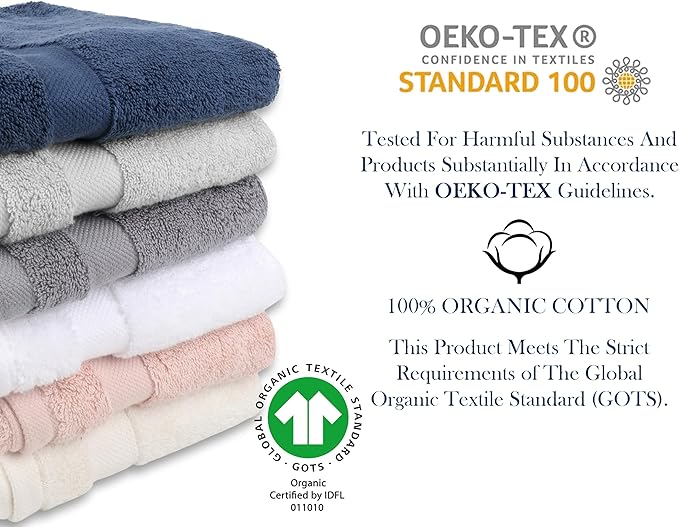 Delara Organic Cotton Luxuriously Plush Bath Towel | GOTS & OEKO-TEX Certified | Premium Hotel Quality Towels | Feather Touch Technology | 650 GSM Long Staple|Soft, Quick Dry & Ultra-Absorbent 30"x58"
