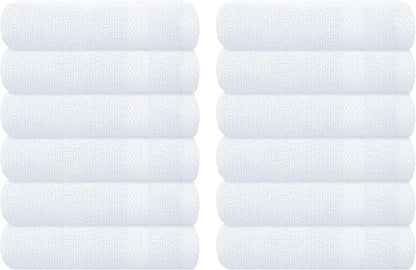 GLAMBURG Ultra Soft 12-Piece Washcloths Set 13x13-100% Ringspun Cotton - Durable & Highly Absorbent Face Towels - Ideal for use in Bathroom, Kitchen, Gym, Spa & General Cleaning - White
