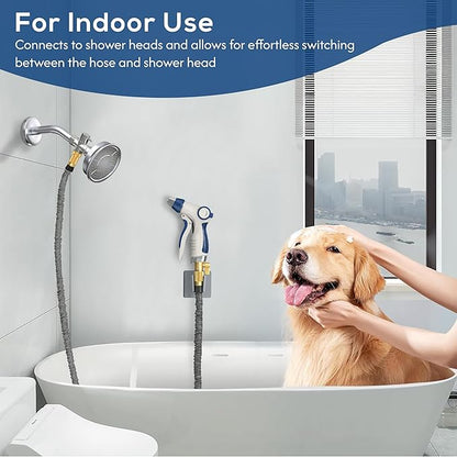 Indoor Hose Attachment with Handheld Sprayer for Dog Washing, Plant Watering, and Cleaning (50 FT) Long Hose with Universal Shower Head Adapter and Dog Shower Attachment