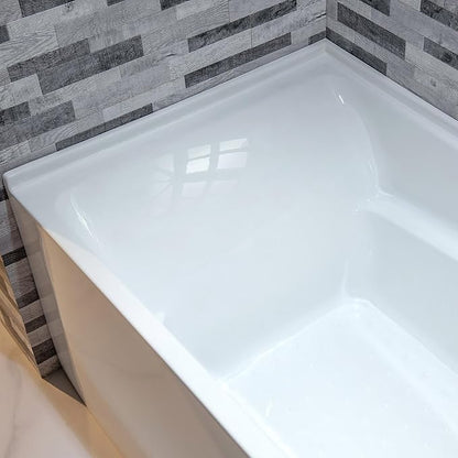 WOODBRIDGE 60" Acrylic Rectangular Alcove Soaking Bathtub in White with Right Drain, Brushed Nickel Pop-Up Drain Included BA6030R