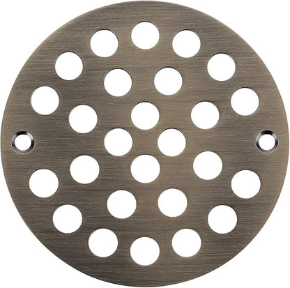 4-Inch Screw-in Shower Strainer Drain Cover Replacement Floor Strainer (Antique Brass)