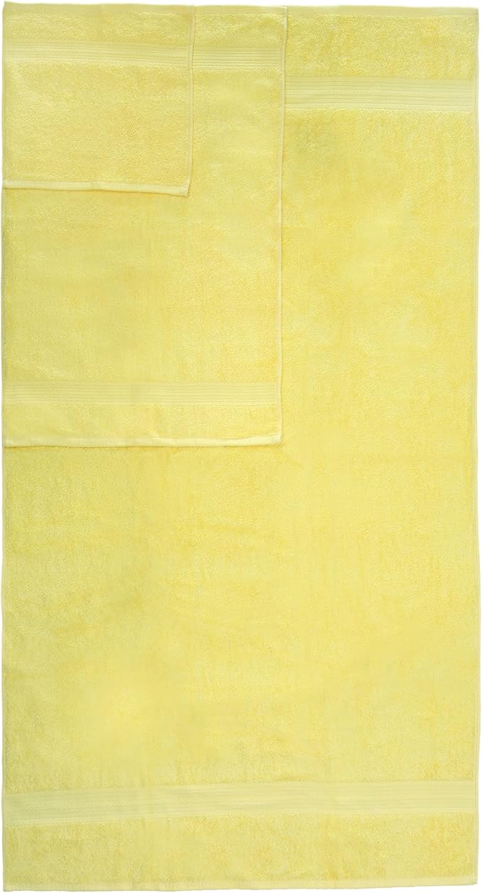 Ample Decor Bathroom Towel Set of 18-4 Hand Towel, 4 Bath Towel, 10 Wash Cloths - Oeko Tex Certified 600 GSM 100% Cotton - High Absorbency Quick Drying, Ideal for Gifting - Yellow