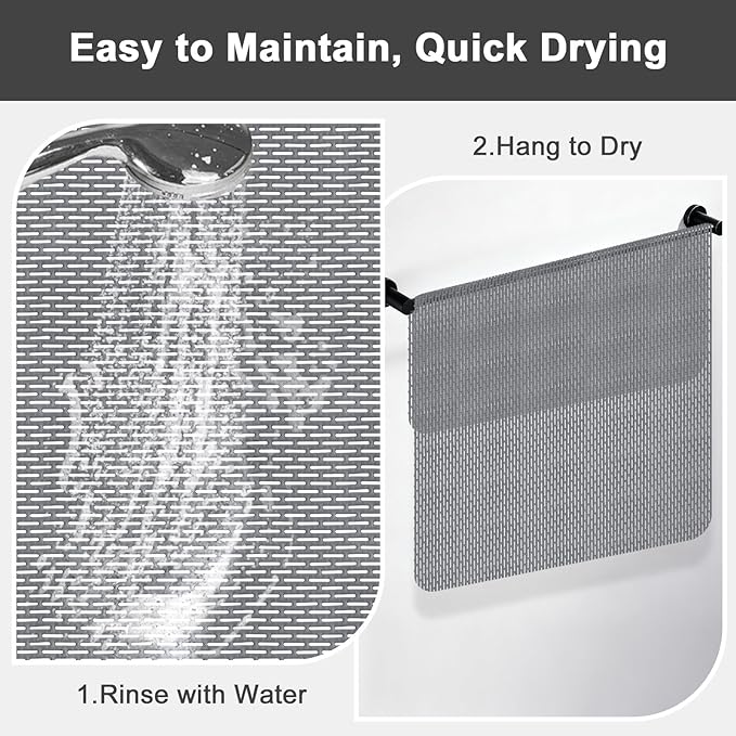 Square Shower Mat: 32"x32" Extra Large Non Slip Shower Mats for Inside Shower, Trimmable PVC Anti Slip Shower Stall Mats, Quick Dry Stand Up Shower Mat for Elderly, Kids