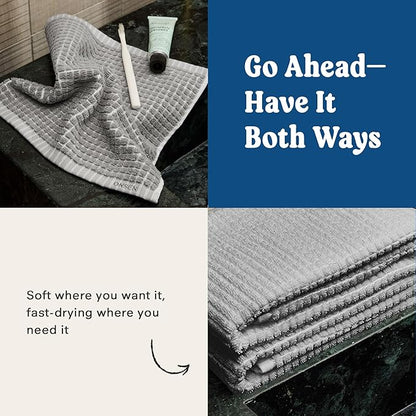 ONSEN Terry Cotton Waffle Face Towel Set – 4 Pack Luxury Cotton Face Towels, Quick Dry & Absorbent Washcloths – Soft, Lightweight, Durable Bathroom Towels for Everyday Use (Grey Fog, 12x12 in)