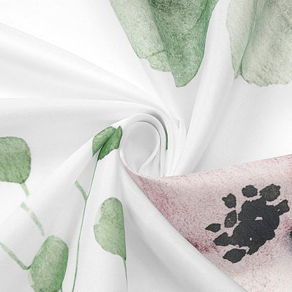 Gibelle Long Shower Curtain 72 x 78, Watercolor Floral Fabric Shower Curtain, Sage Green Beige Flower Decorative Bathroom Shower Curtain Set
