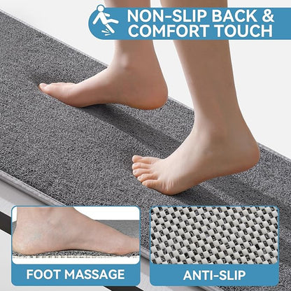 Non Slip Shower Mat Bathtub Mat 16x24 Inch, Quick Dry Bath Mat with Drain, Soft PVC Imitation Loofah Foot Scrubber Bath Mats for Bathroom Tub Shower Floor, Hangable & Hook Included, Gray
