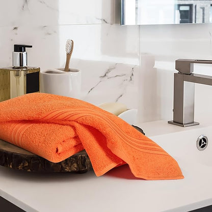 BOUTIQUO Ultra Soft Cotton 6 -Piece Hand Towel Set 16x24 Inch, Ideal for use in Bathroom, Kitchen, Gym, Spa & General Cleaning, Compact & Lightweight Multi Purpose Hand Towels - Orange