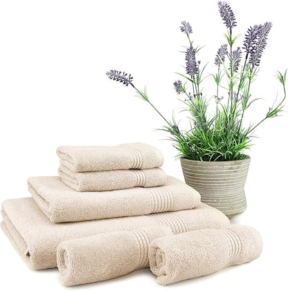 EastNBlue Lara Premium Towel Set 6 Piece - Soft & Highly Absorbent Bathroom Towel Set, 100% Luxury Turkish Cotton, Flannel Bath Towels, 1 Bath Towel, 1 Hand Towel, 4 Washcloths - White