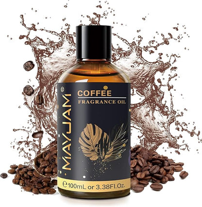 MAYJAM 100ML/3.38FL.OZ Coffee Fragrance Oils with Glass Dropper, Essential Oils for Diffusers for Home, Long Lasting Scented Oils for Diffusers Soap Candle Making