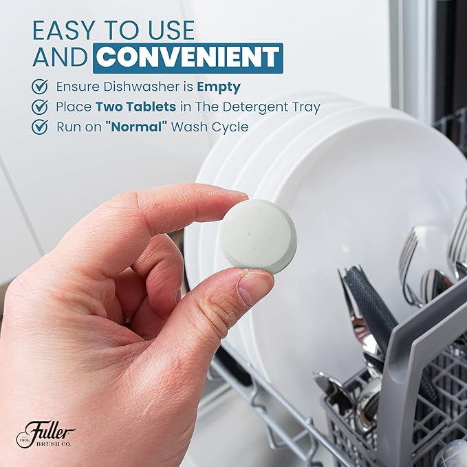 Fuller Dishwasher Cleaner Tabs – Lemon Scent – Eliminates Limescale, Grease & Odors – Septic Safe, Compatible with All Dishwasher Types – (Pack of 2)