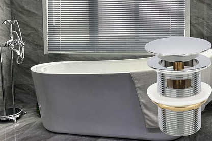 Chrome Freestanding Bathtub Drain Stopper, Compatible with Drain Kit
