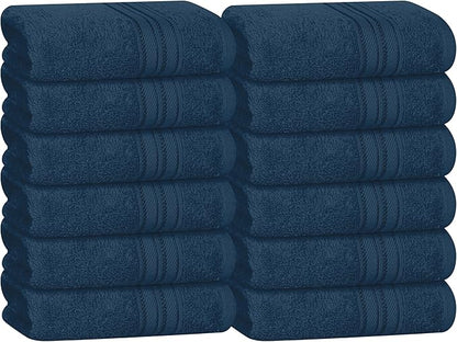 BOUTIQUO Ultra Soft Cotton Washcloths, Contains 12 Piece Face Cloths 12x12 inch, Ideal for Everyday use Face Towels, Compact & Lightweight Multi Purpose Washcloths - Mineral Blue